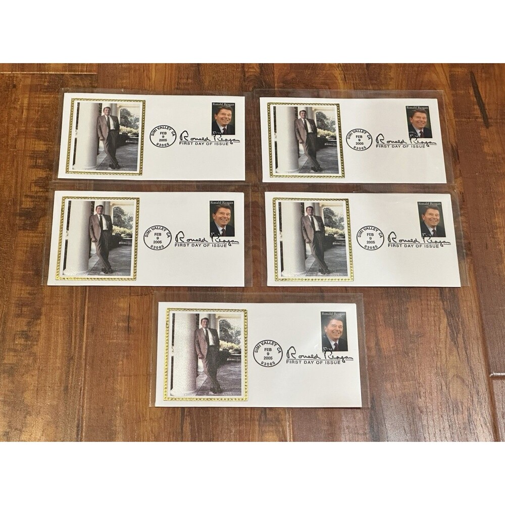 Lot of (5) 2005 Ronald Reagan Library 37c (3897) First Day of Issue Silk FDC